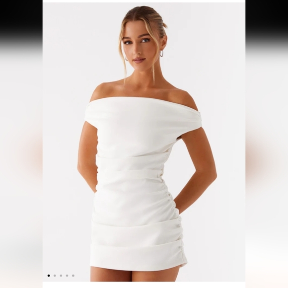 New Peppermayo Exclusive - Morgan Off Shoulder Mini Dress - Ivory - Picture 1 of 7